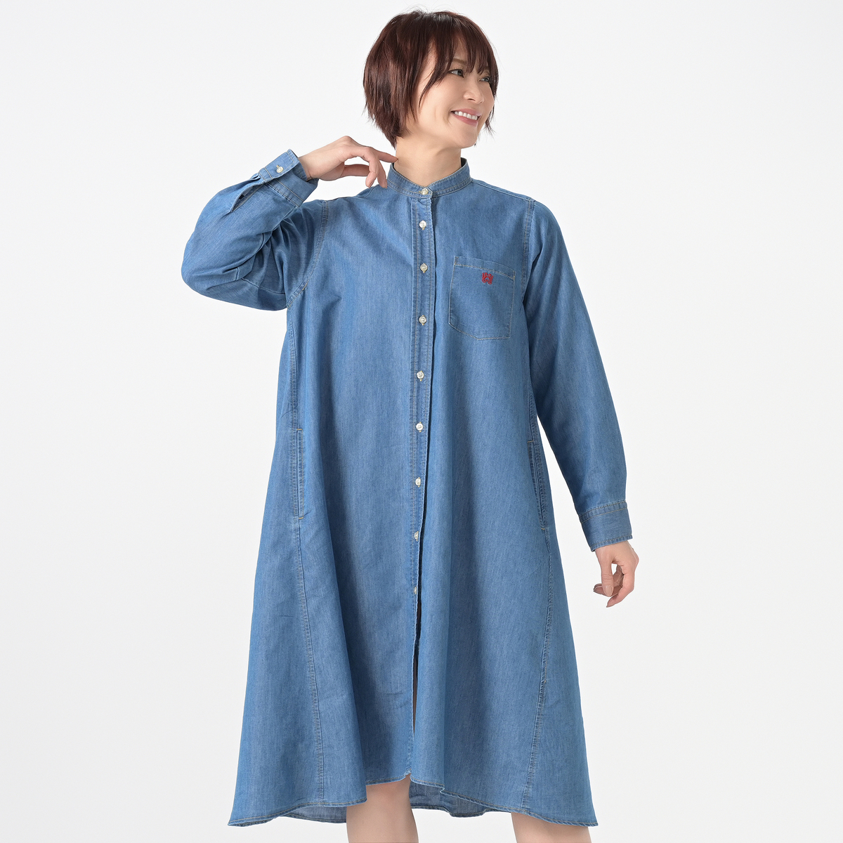 McGREGOR CLASSIC デニムスタンド衿シャツワンピース マックレガー