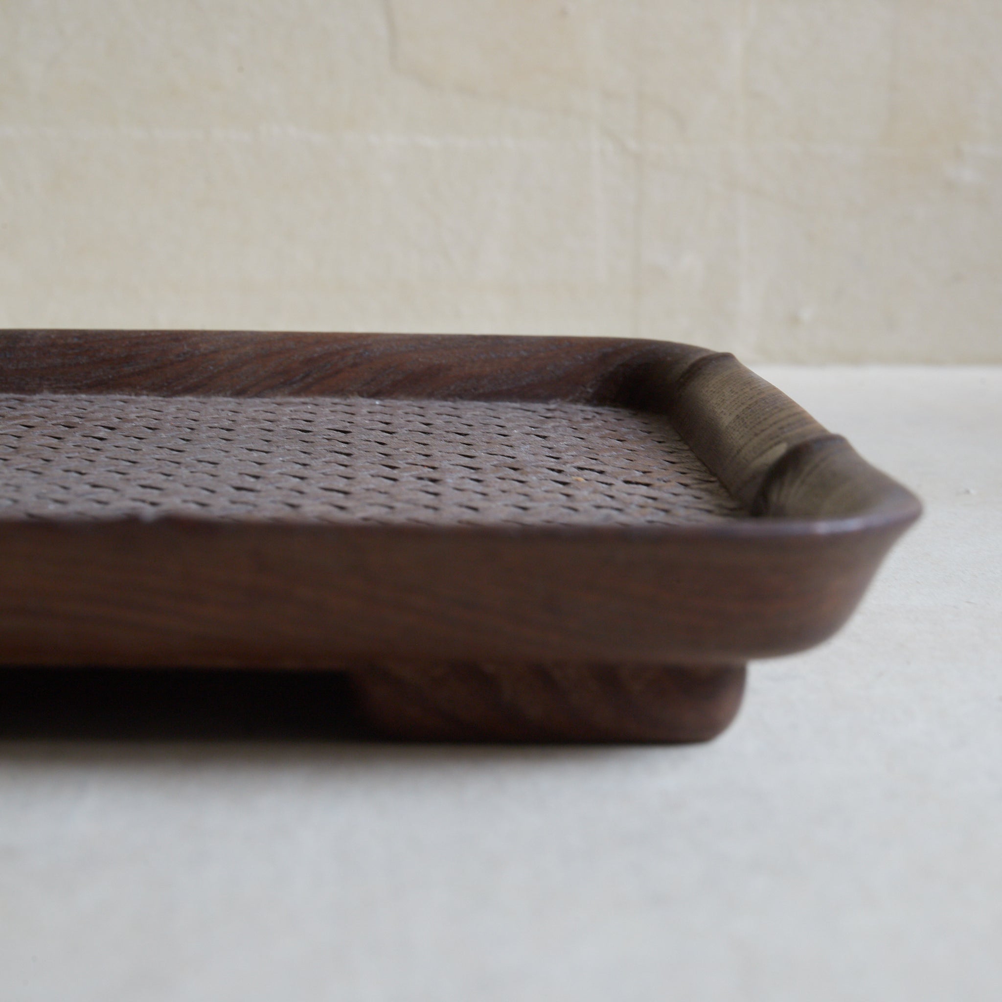 江戸-明治時代 木地細密彫模竹網代文煎茶盆（1603–1912CE） | 入蘆花