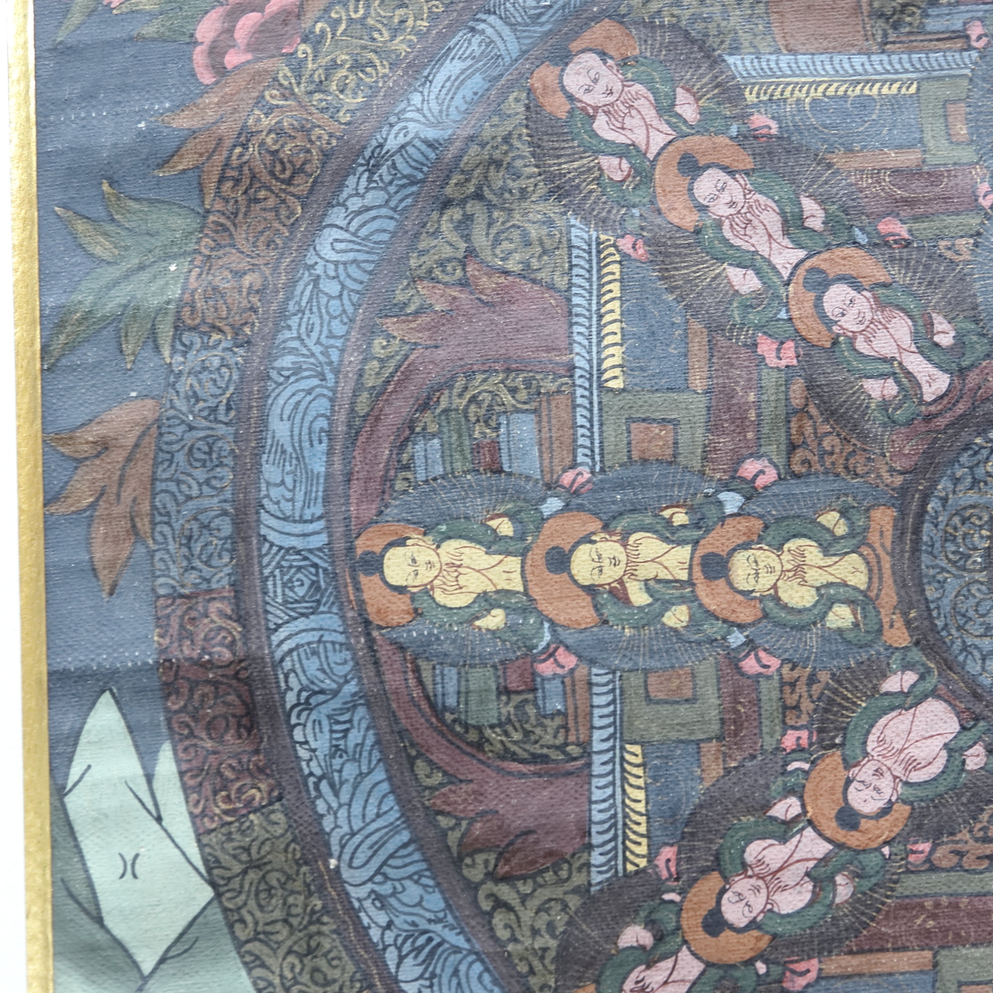 チベットアンティーク 曼荼羅図 タンカ（仏画）（近世：16–19世紀