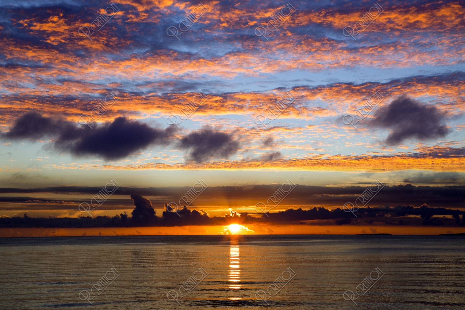題名夕焼けの海、作者 Kim 、版画No．8/100です。 題名夕焼けの海、作者