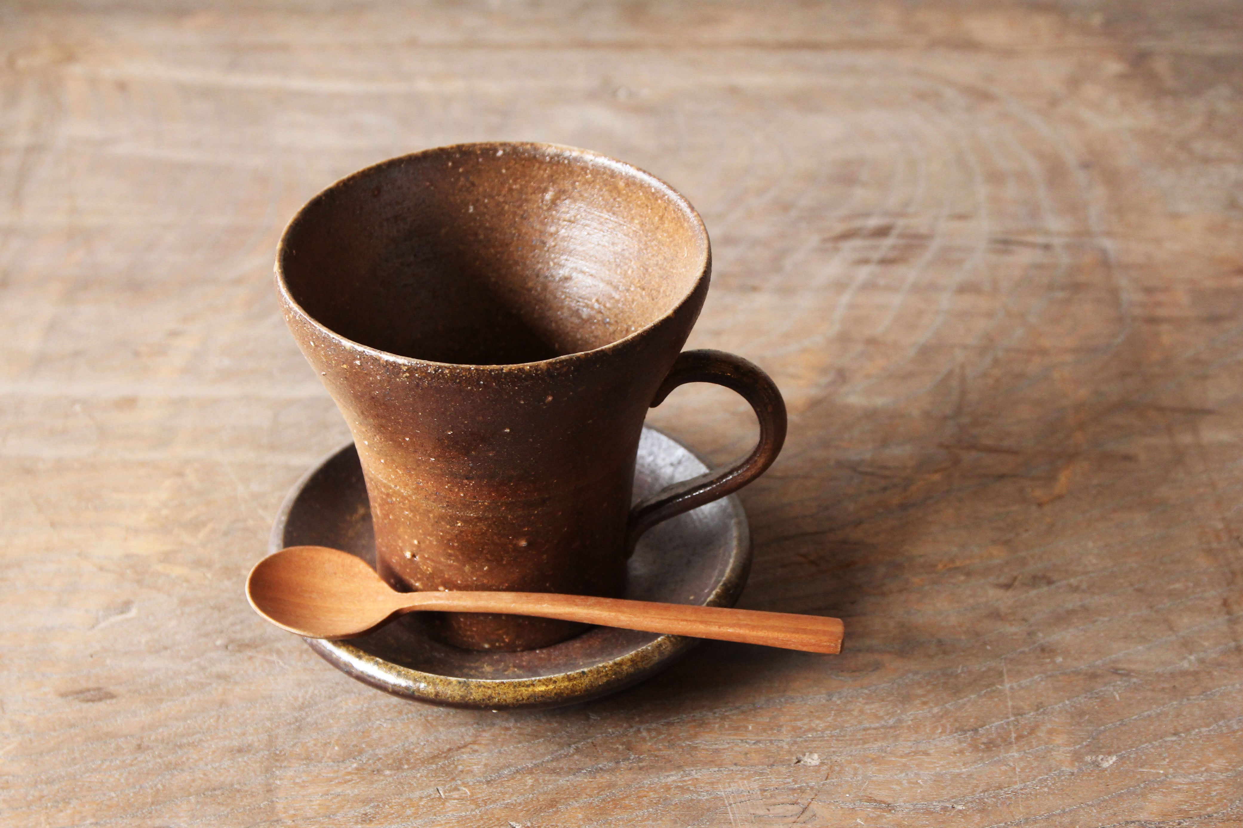 名品 越前 穴窯 焼き締めフリーカップ マグカップ コーヒー ビアカップ