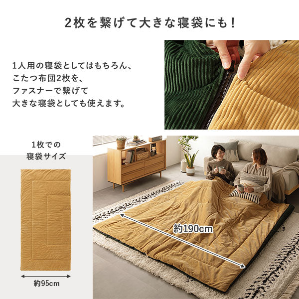 こたつ2点セット（木目柄こたつテーブル＋3WAYこたつ掛け布団