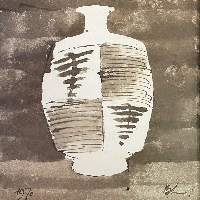 バーナードリーチ 素描 因幡の白兎 うさぎ 色紙 民藝 民芸 みんげい