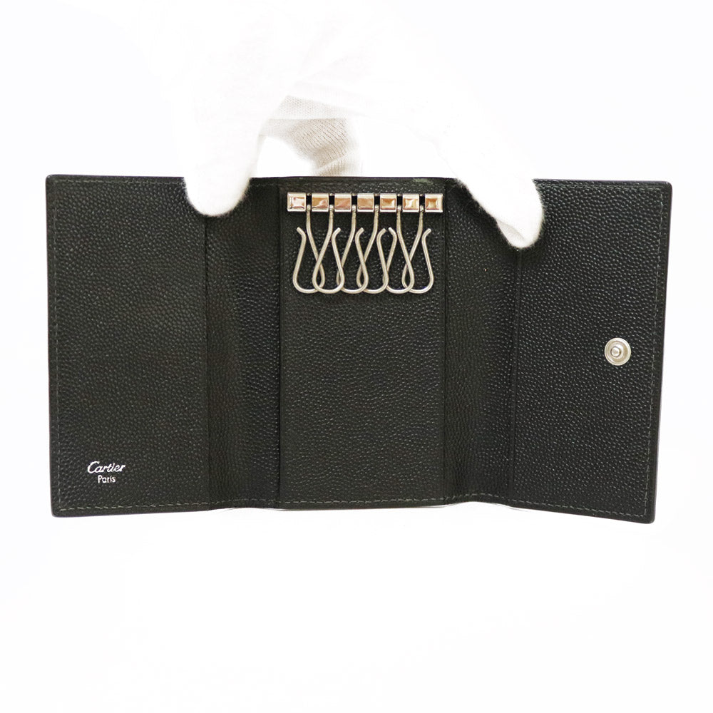 中古】 カルティエ CARTIER キーケース プレゼント レザー ブラック 黒