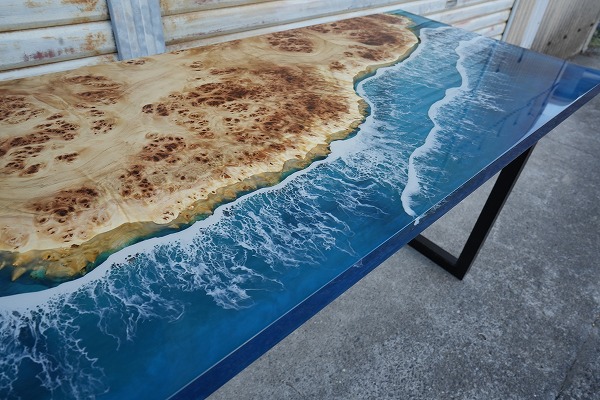 世界に一つだけの オーシャンレジン ローテーブル 海アート レジン