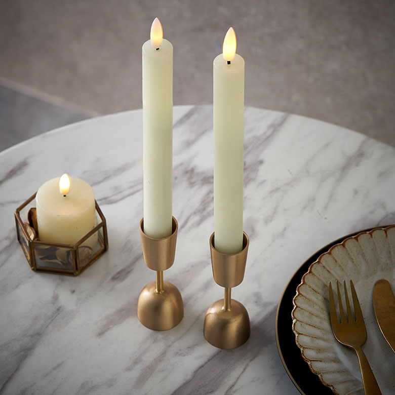 アンティーク金属製キャンドルホルダー2個セット アンティーク金属製