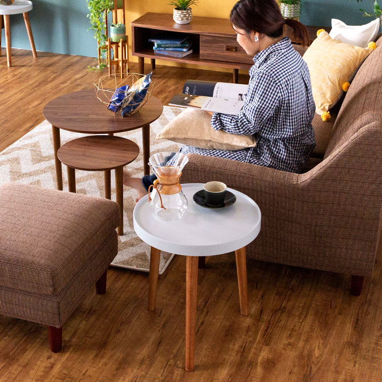 注文 北欧レトロ 湾曲型 木製 コーヒーテーブル サイドテーブル