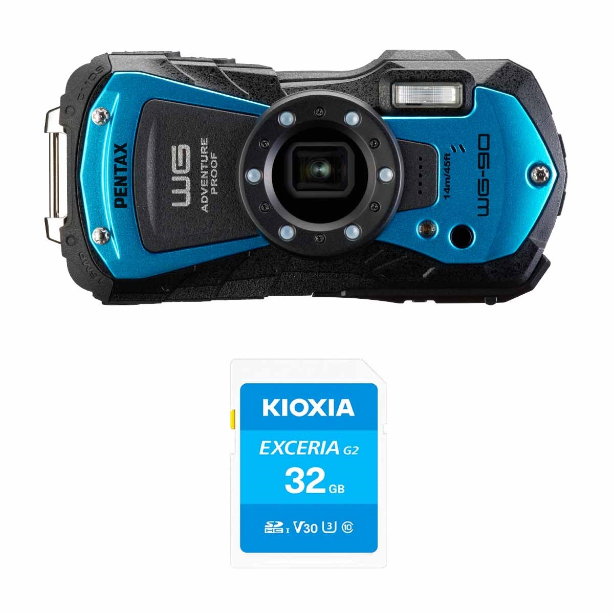 PENTAX WG-90 防水デジタルカメラ ケース、SDカード付き PENTAX WG-90