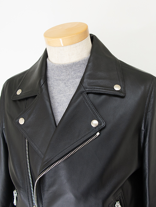 ファッション 【美品】EMMETI ラムレザー ライダース ミリタリー