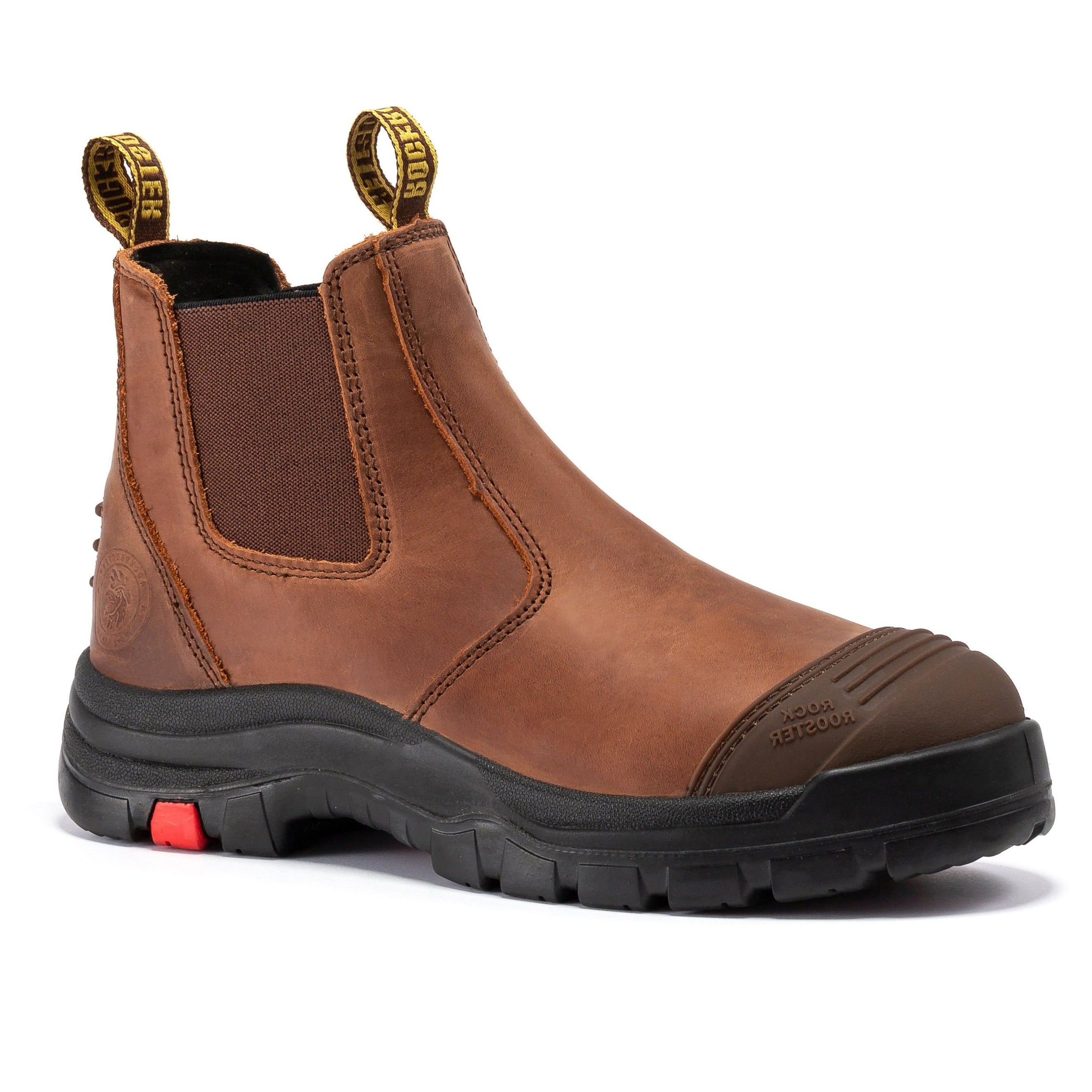 ROCKROOSTER Gammon Brown 6 inch Pull-on Steel Toe Leather Work