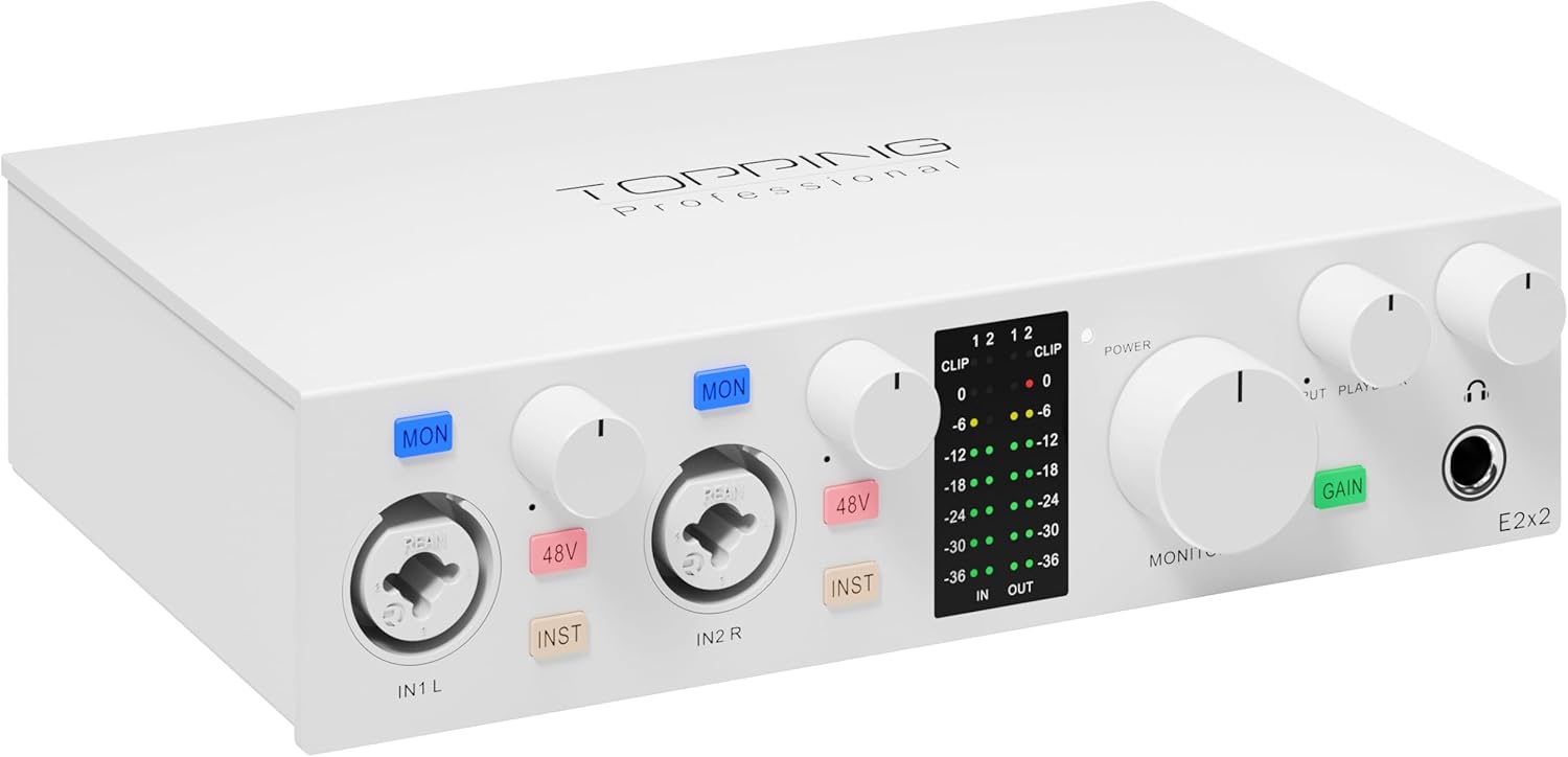 Topping E2x2 – Professional USB Audio Interface with 2 Inputs and