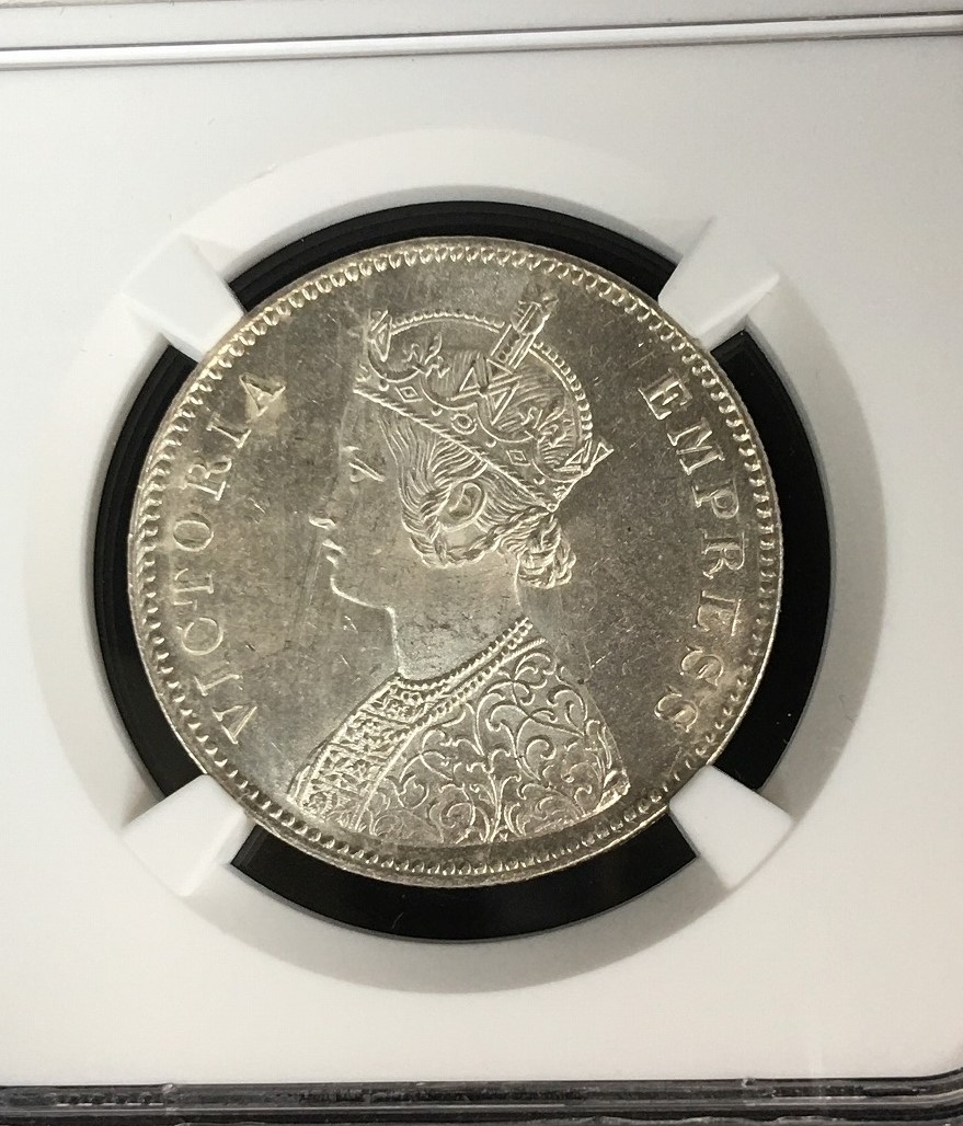 1890 英領インド 1ルピー銀貨 ゴシッククラウン ビクトリア M