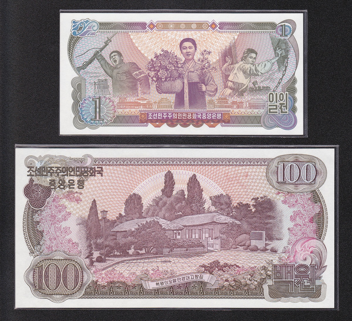 北朝鮮紙幣 1978年 1～100Won 5枚セット 希少見本券 完全未使用 | 収集