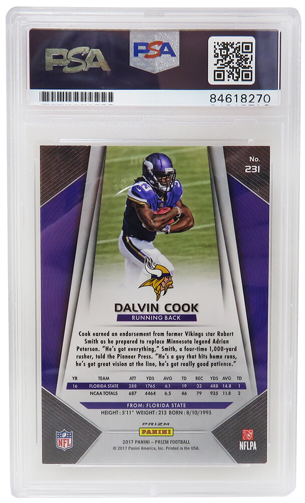 Dalvin Cook Signed Minnesota Vikings 2017 Panini Prizm Silver