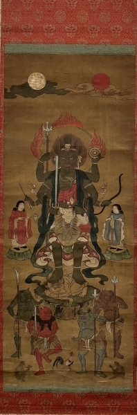 青面金剛明王（仏画） 絹本 掛軸 ◇合わせ箱◇（Buddha・Buda