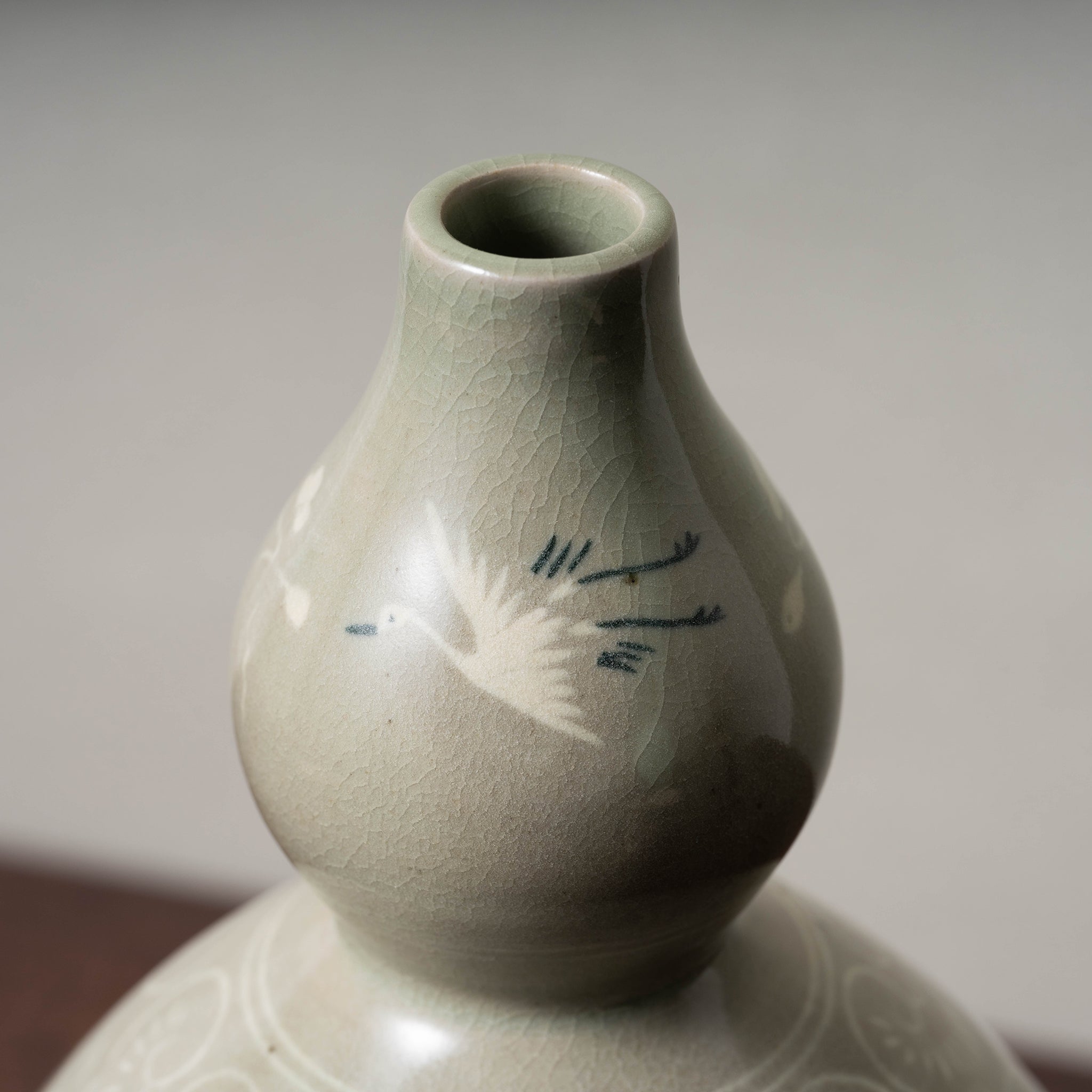 戦前三和高麗焼青磁象嵌雲鶴文鉢菓子鉢