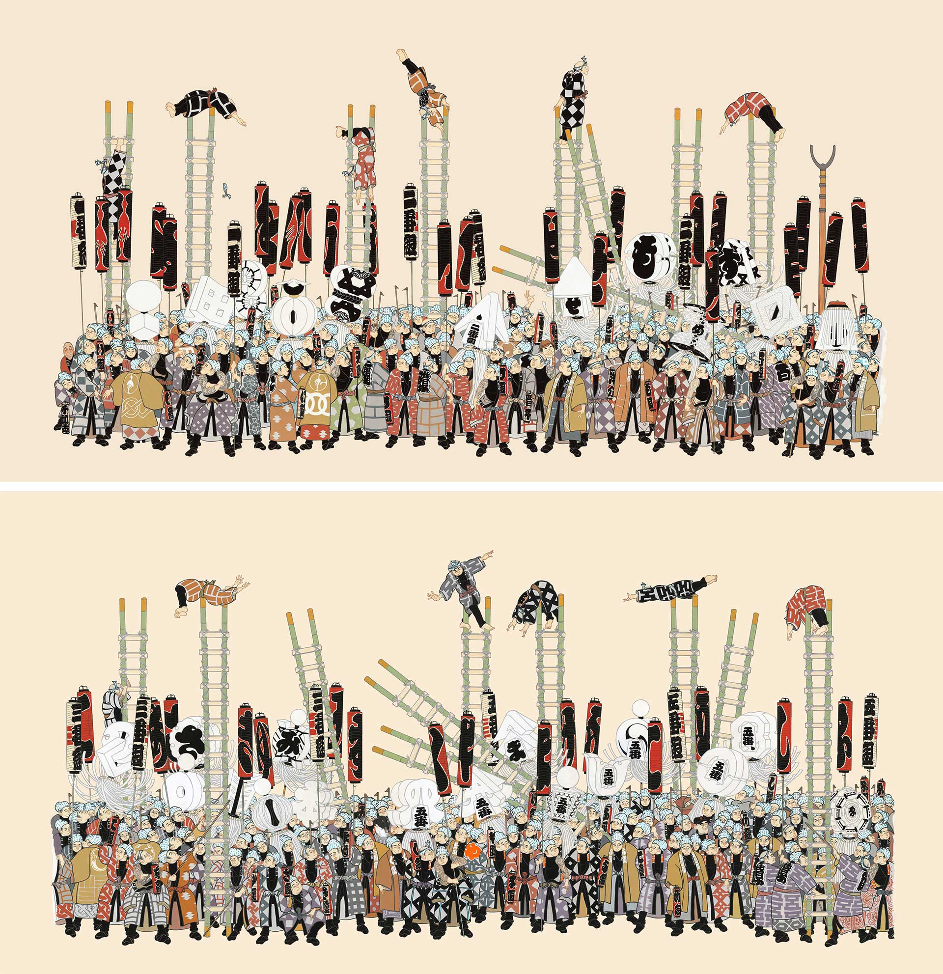 江戸消防 版画 千社札 千社札 江戸消防 頭 火消し