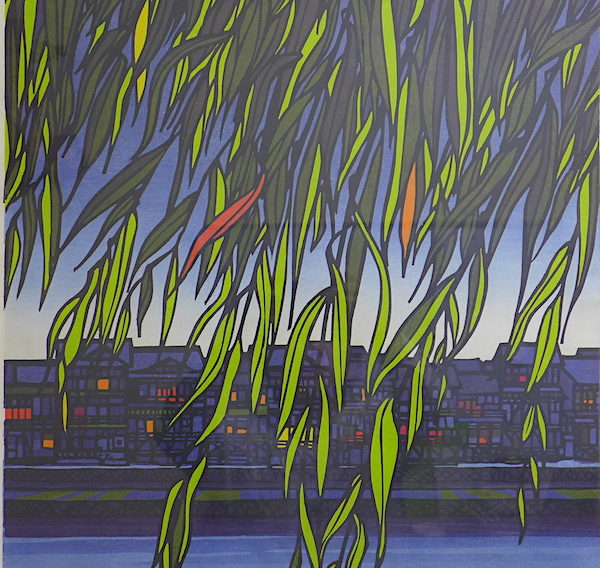 クリフトン・カーフ木版画 クリストンカーフ 祇園 木版画 サイン付き