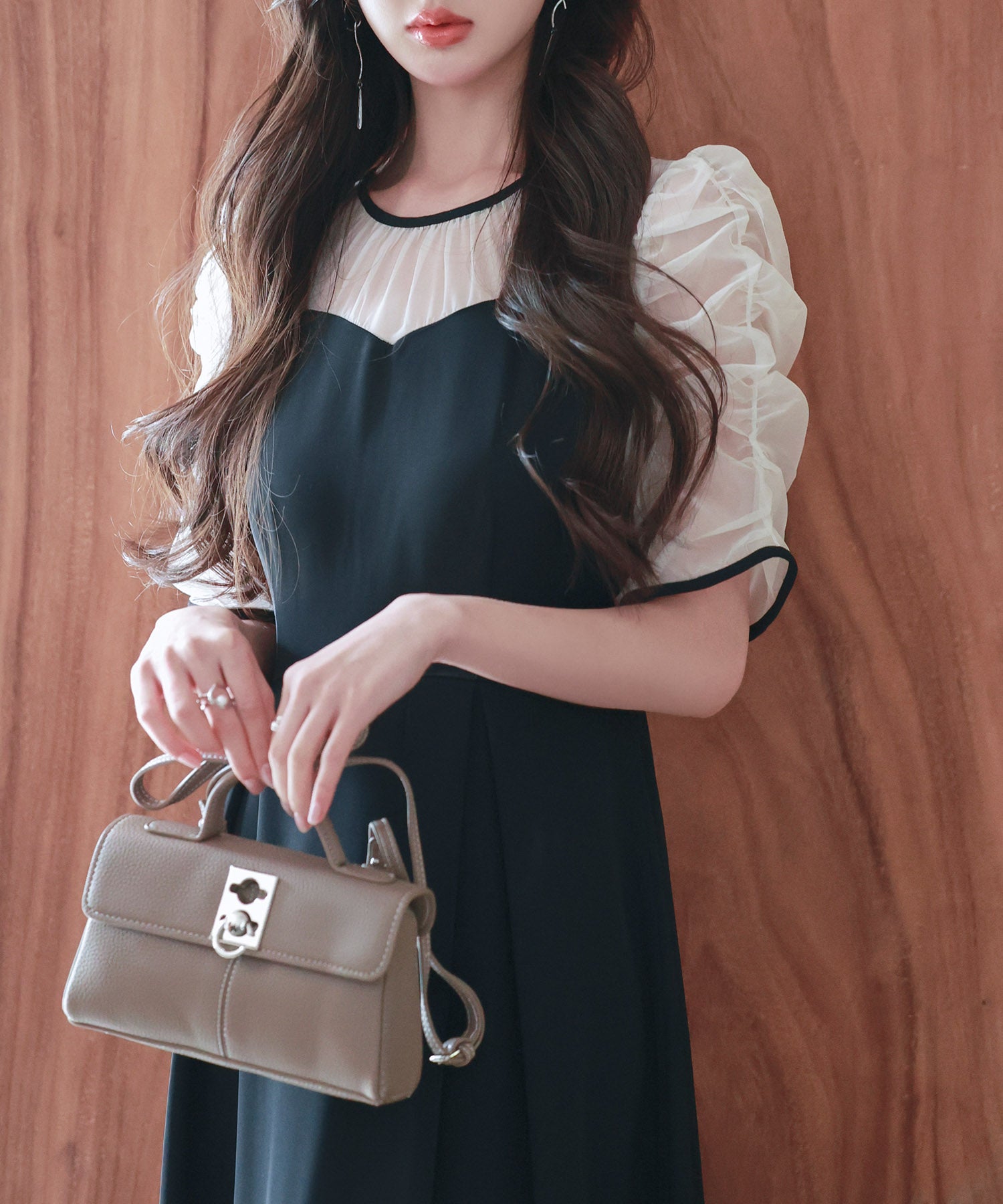 異素材ドッキングビスチェ風ワンピースsdp0272 ブラック – [公式