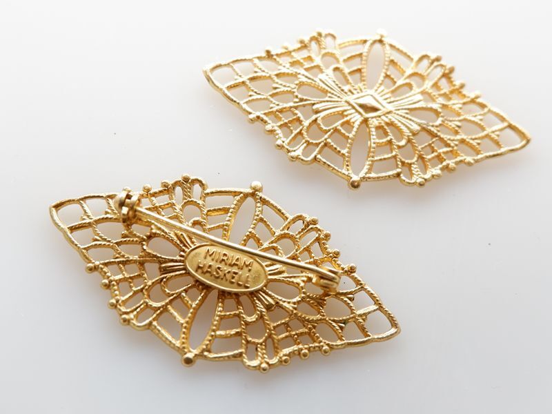 ミリアムハスケル 【刻印あり 菱形ブローチセット】ハスケルパーツ 1個