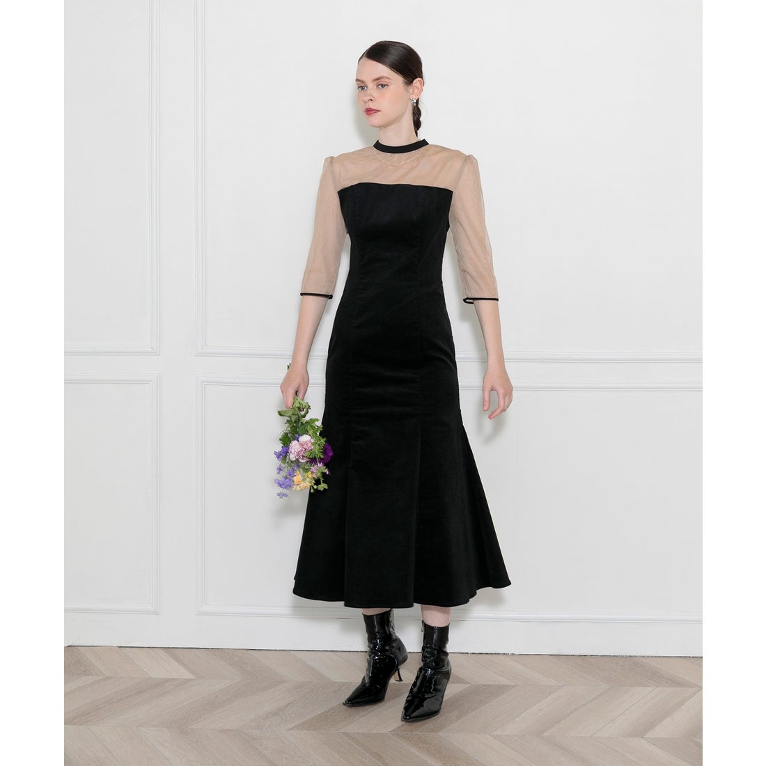 レジャ Leja バックリボン美脚効果シアー切り替えマーメイドフレ