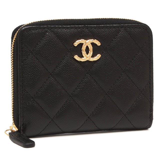 シャネル CHANEL 2つ折り財布 キャビアスキン スモール ウォレット