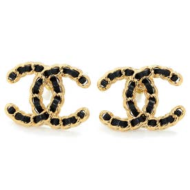 CCロゴ ゴールド ブラックラムスキン ピアス シャネル CHANEL ピアス
