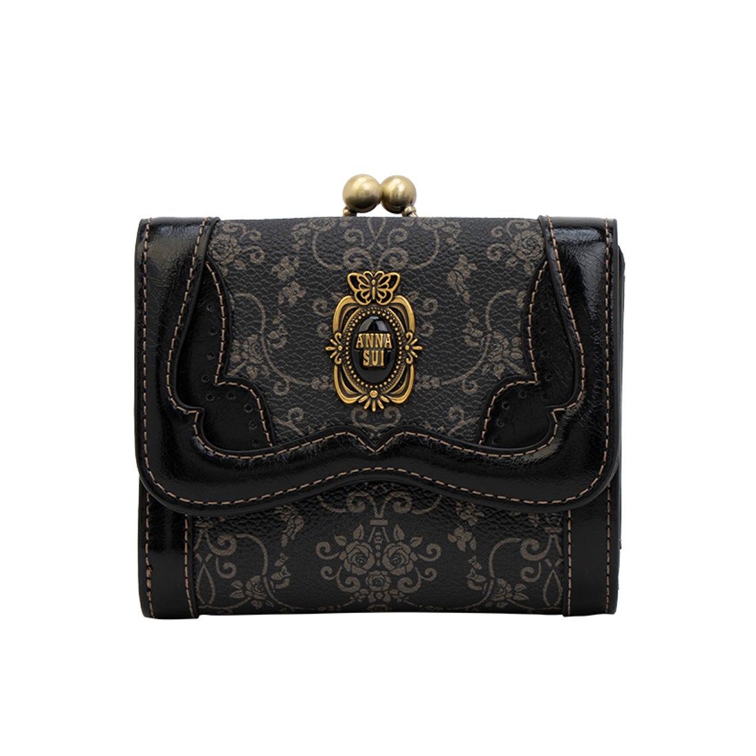 アナスイ ANNA SUI リーブル 口金二つ折り財布 （クロ） -人気ブランド