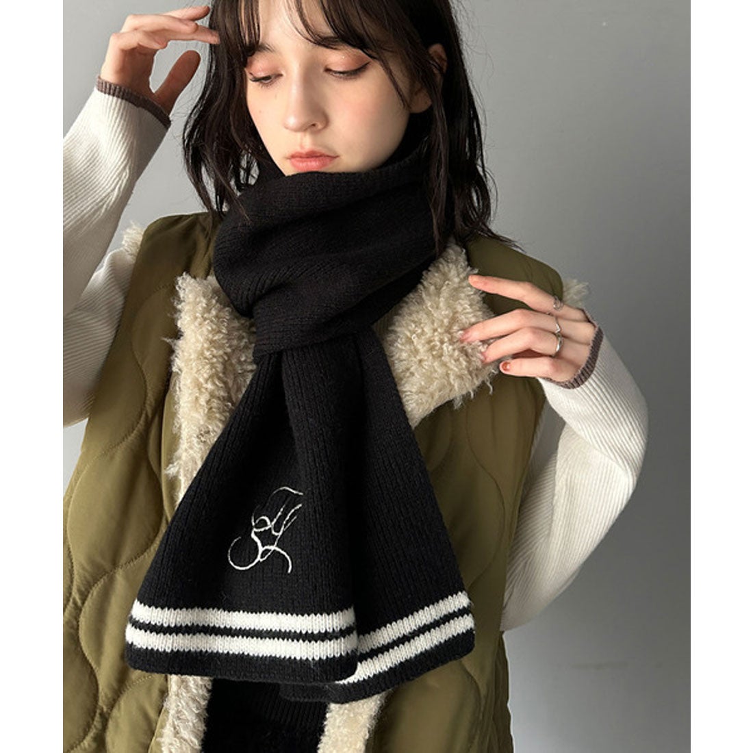 美品 ロエベ カシミアマフラー リバーシブル ショップ 極美品 ロエベ