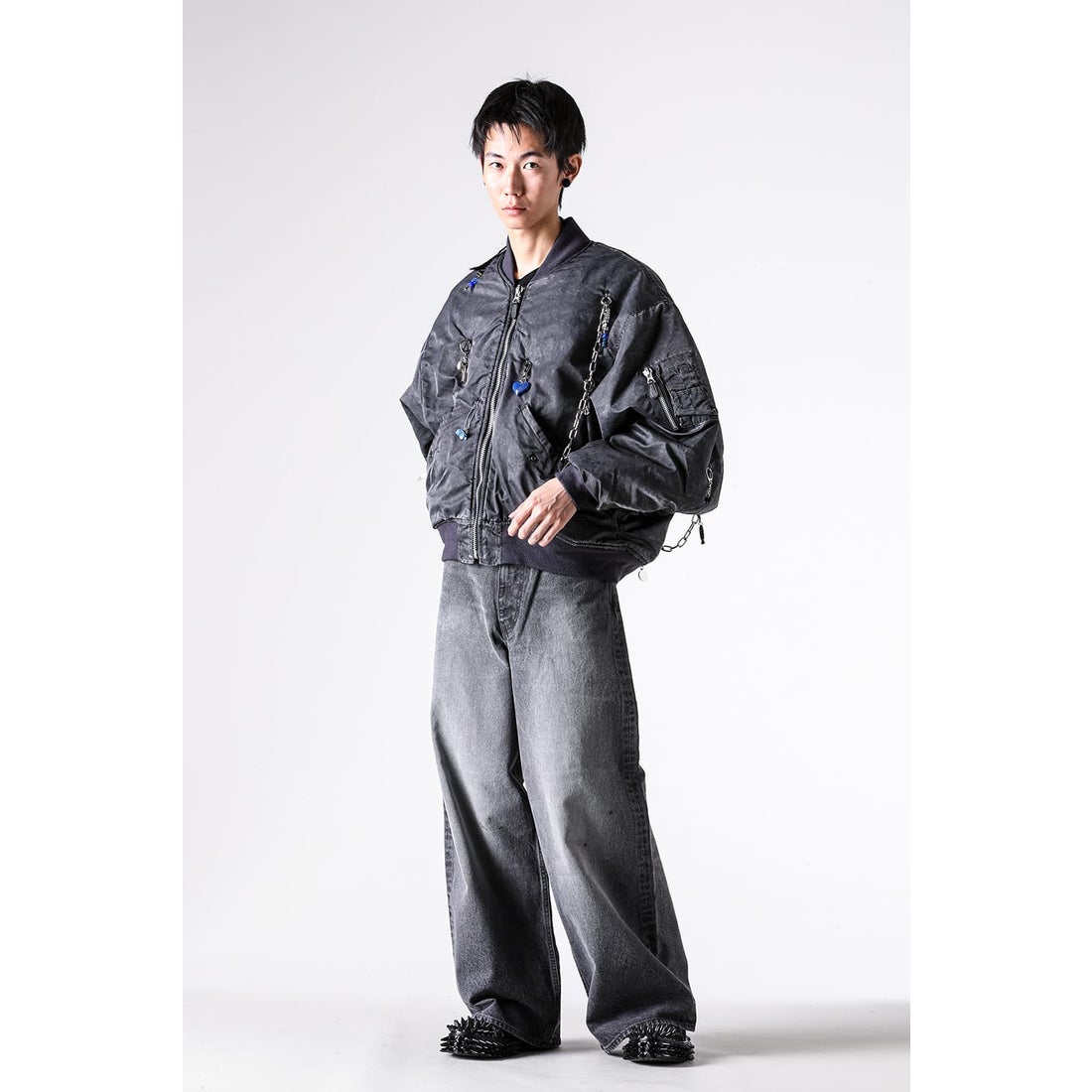 doublet Key Chain Decorated Bomber Jacket （Grey） - Osaka / Kyoto