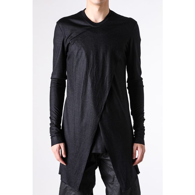 ユリウス JULIUS Cotton Jersey Switching Long Sleeve T-shirt（BLACK
