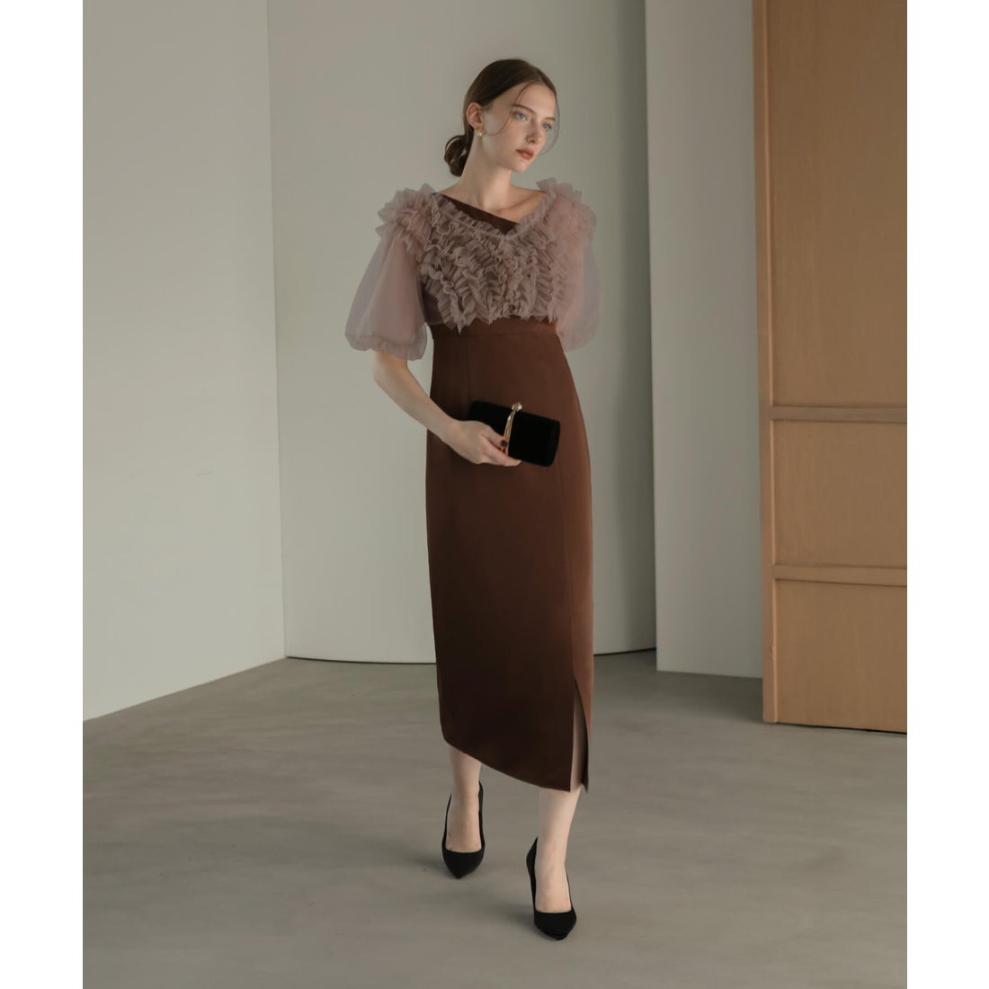 レジャ Leja 4wayチュールフリルボレロアシンメトリーIラインドレス