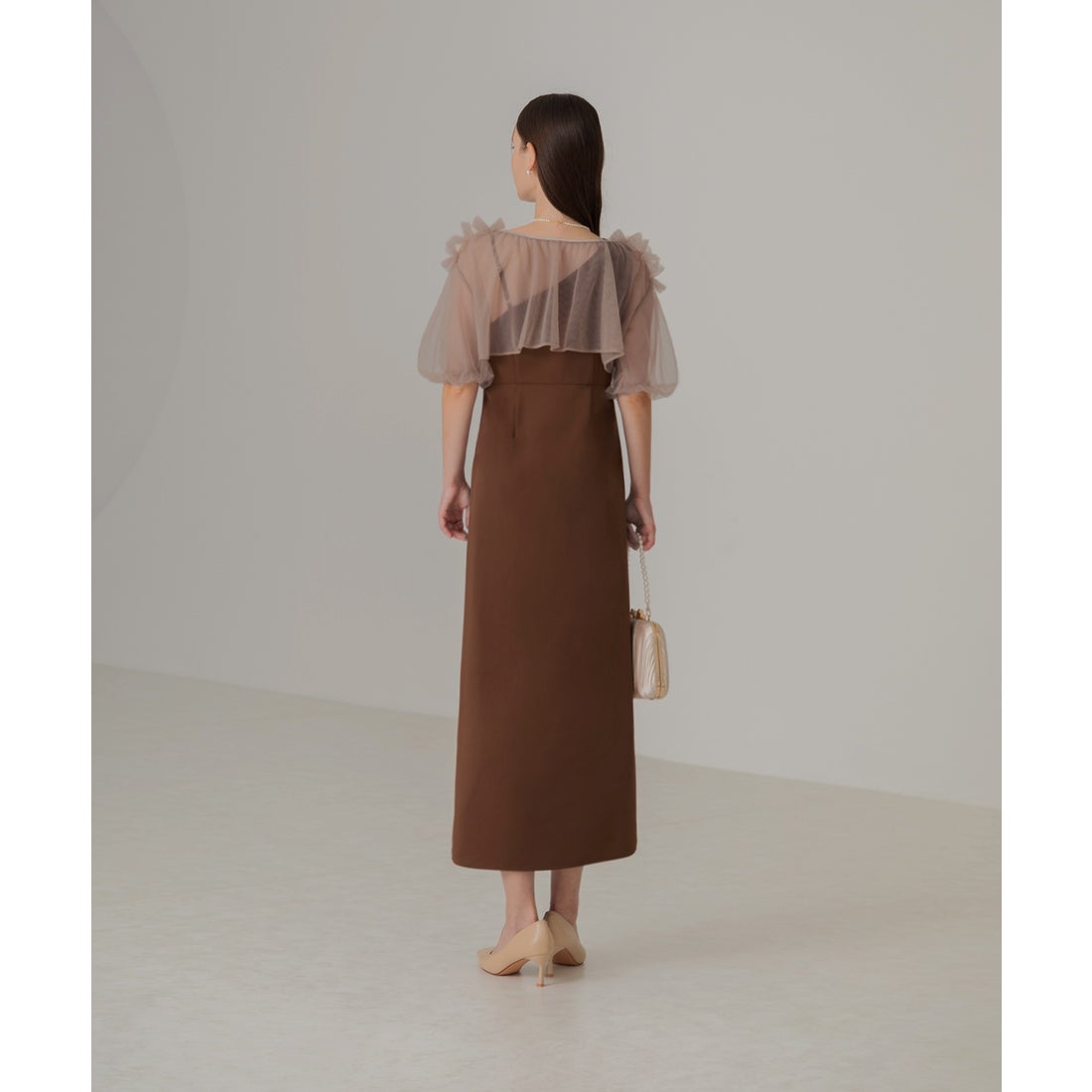 レジャ Leja 4wayチュールフリルボレロアシンメトリーIラインドレス