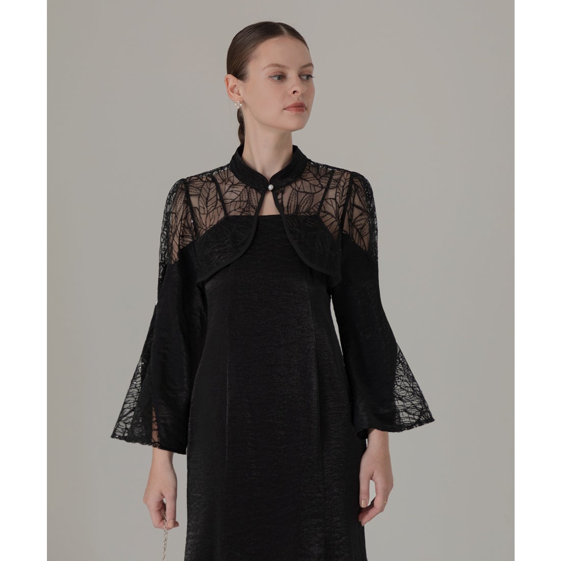 LEJA】2点セット リーフ刺繍 パールボレロ付 マーメイドドレス 結婚式