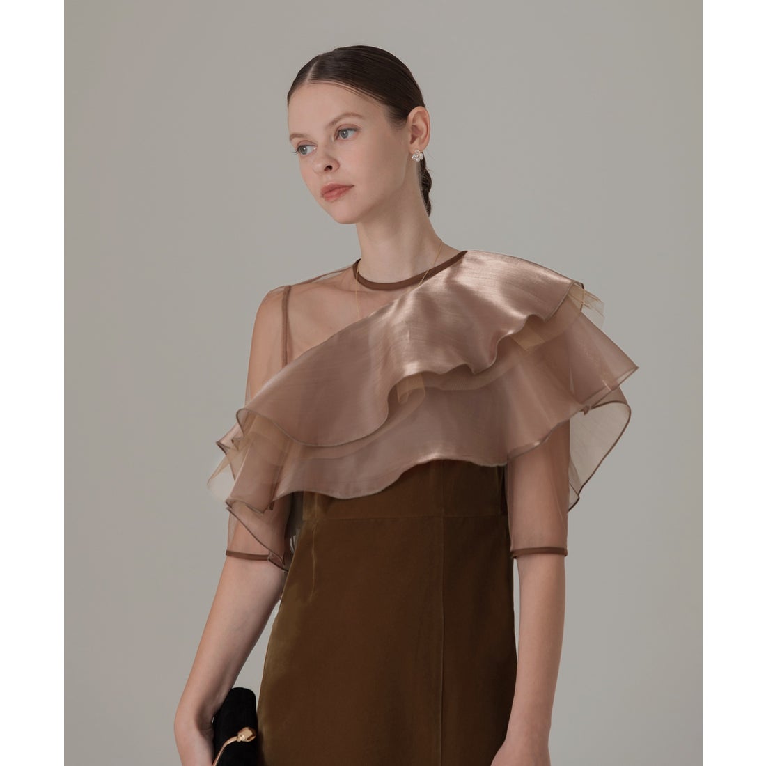 レジャ Leja アシンメトリーティアードフリル3WAYベロアIラインドレス