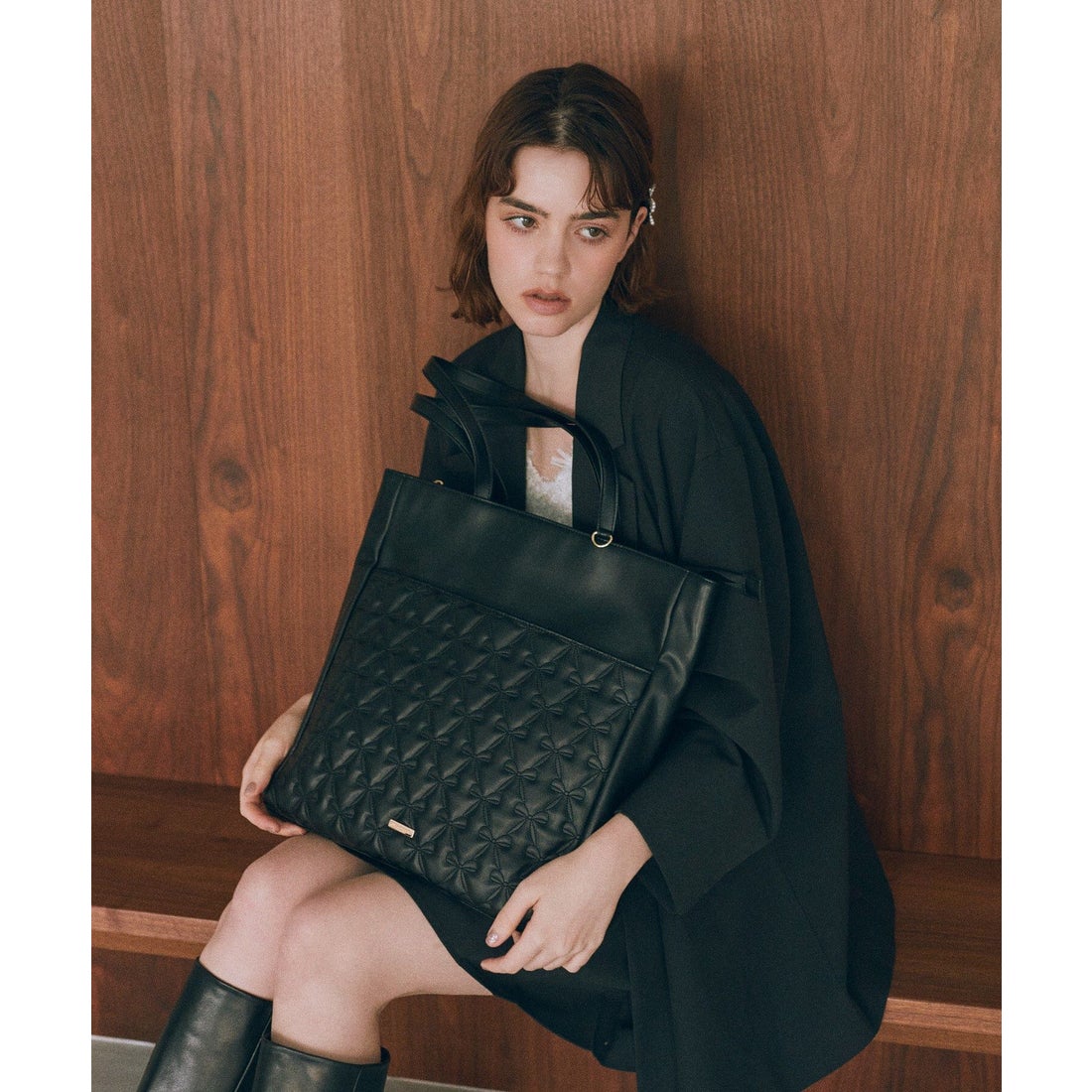 メゾン ド フルール Maison de FLEUR リボンキルティングキャリーオン