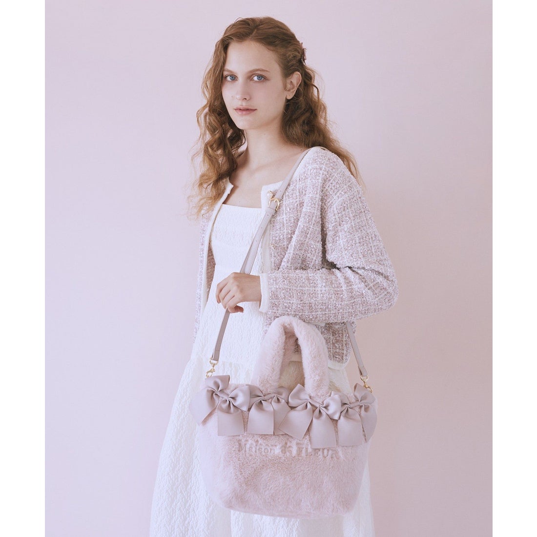 メゾン ド フルール Maison de FLEUR ピンクマニア2Wayファーリボン
