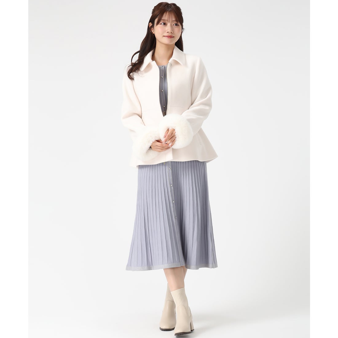 ミッシュマッシュ MISCH MASCH 2025秋冬新作 ラメ配色ニットワンピース