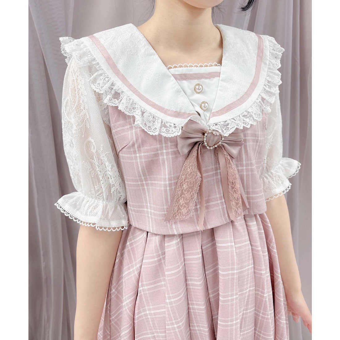 ピコニーモP専用】レースセーラーワンピース ピンク 890 レース