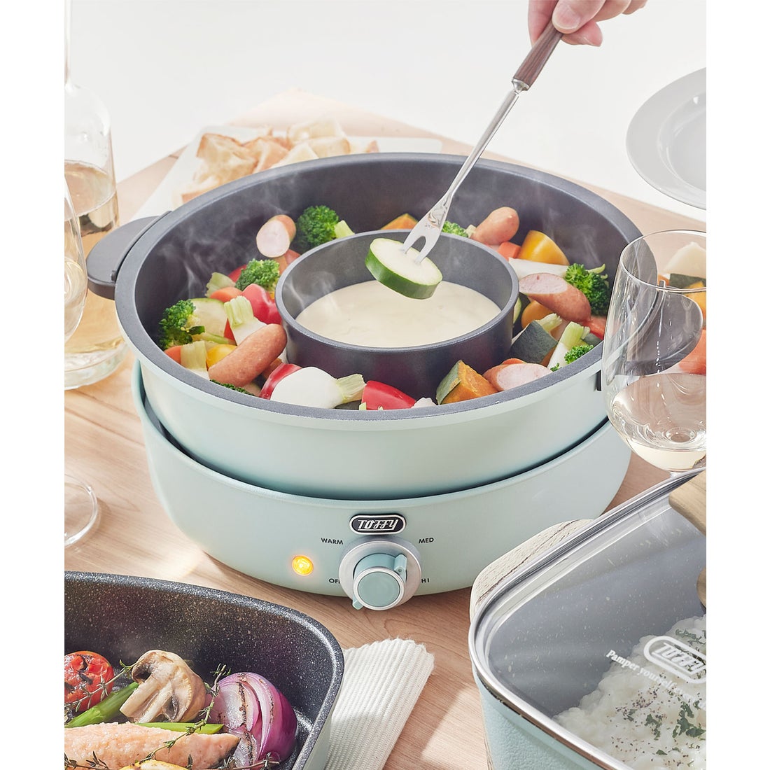 トフィー Toffy 【Toffy/トフィー】 電気グリル鍋 （ペールアクア