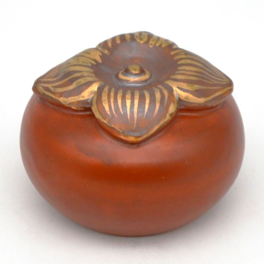 茶道具 香合 楽焼 オンライン 柿 高野昭阿弥作 箱有 茶道具 香合 楽焼
