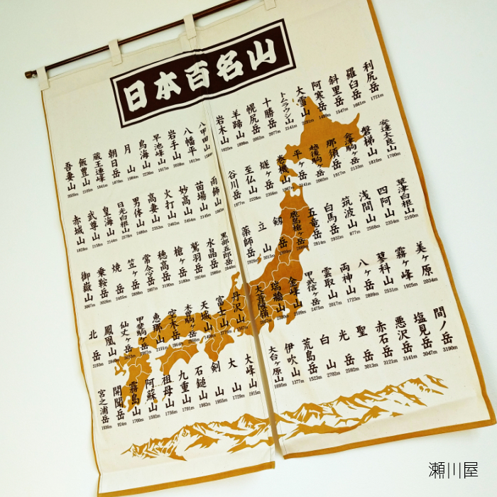 日本百名山のれん セピア色 - 瀬川屋