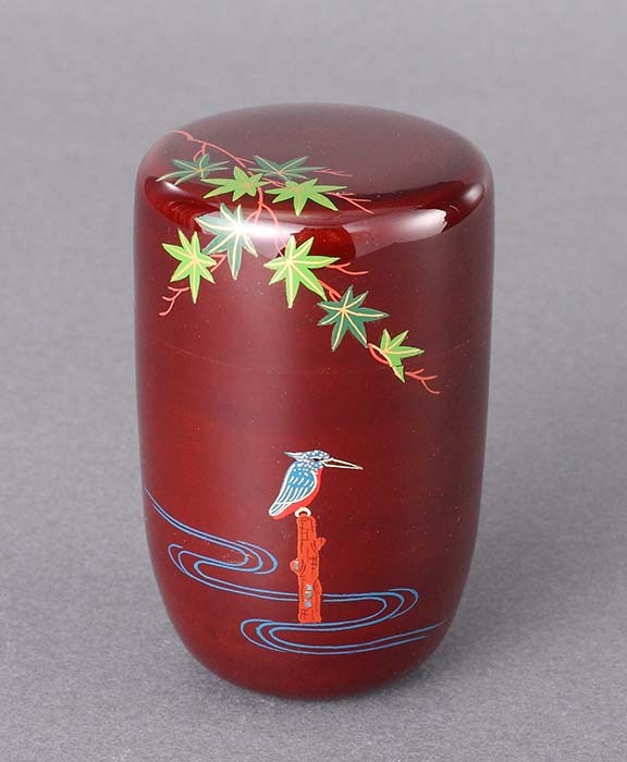 現品限り】【茶道具】カワセミ蒔絵 黒塗 中棗 *田中修*かわせみ*川蝉