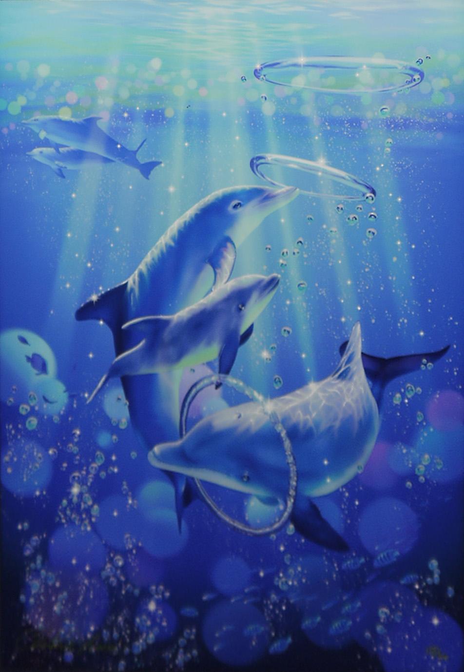 クリスチャン・ラッセン 『ファイブ ドルフィン』 シルクスクリーン