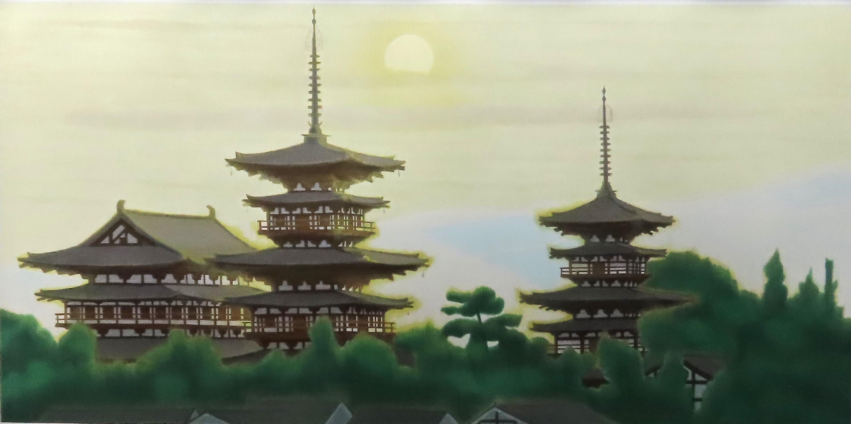 hiro hiro】陶板画「黎明薬師寺」平山郁夫 作 保証書付き hiro hiro