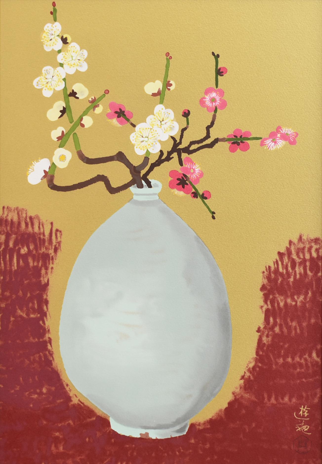 小倉遊亀 リトグラフ「うす霜」 限定150部 紅白梅図 小倉遊亀