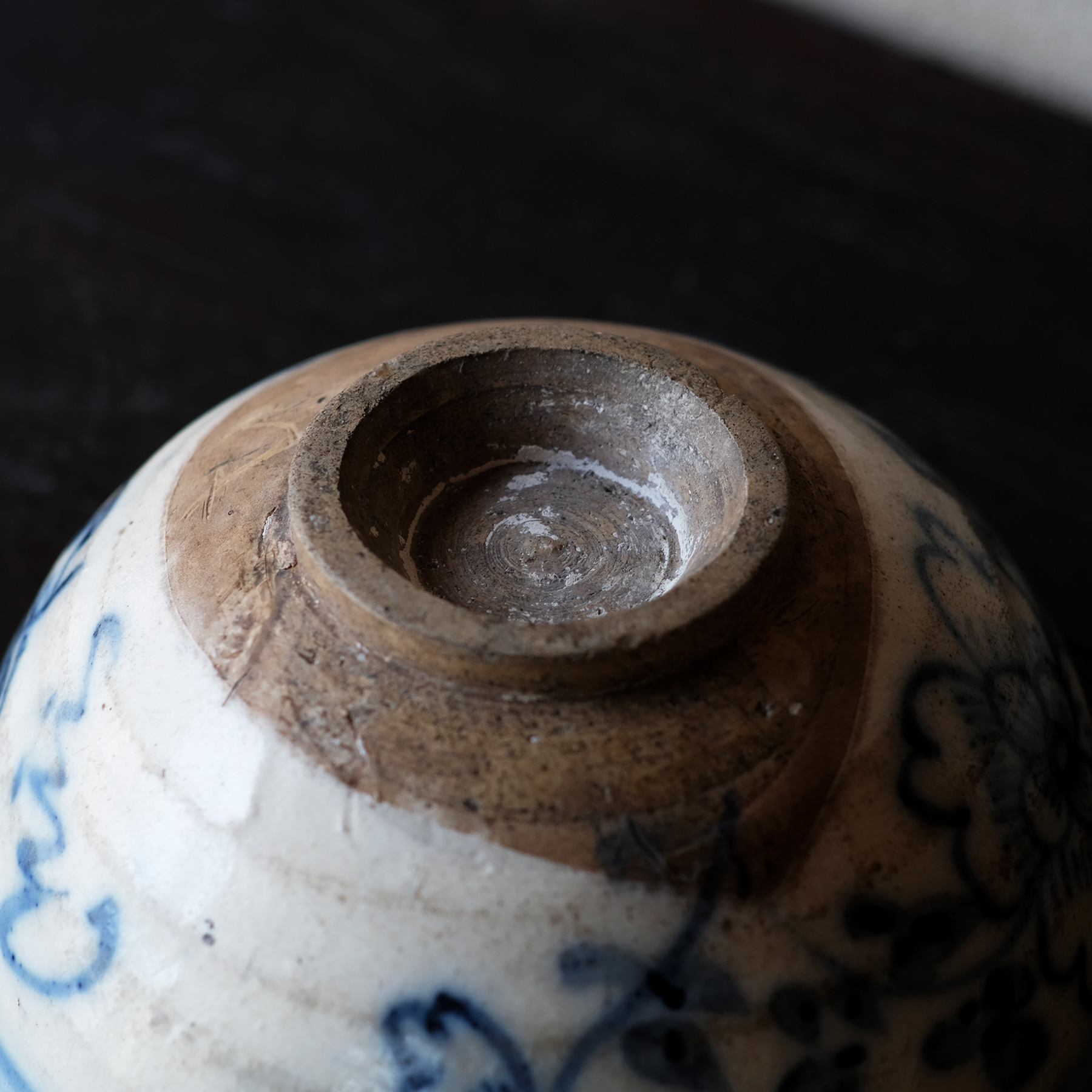 中国元時代晩期&明時代早期の染付(青花)お茶入れ 中国元時代晩期&明