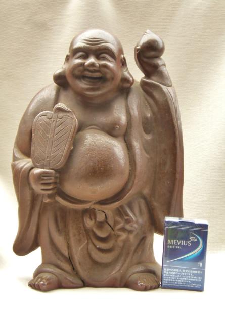 左右260 座布袋尊 備前焼 古備前 置物 和骨董 古備前 七福神 座布袋尊
