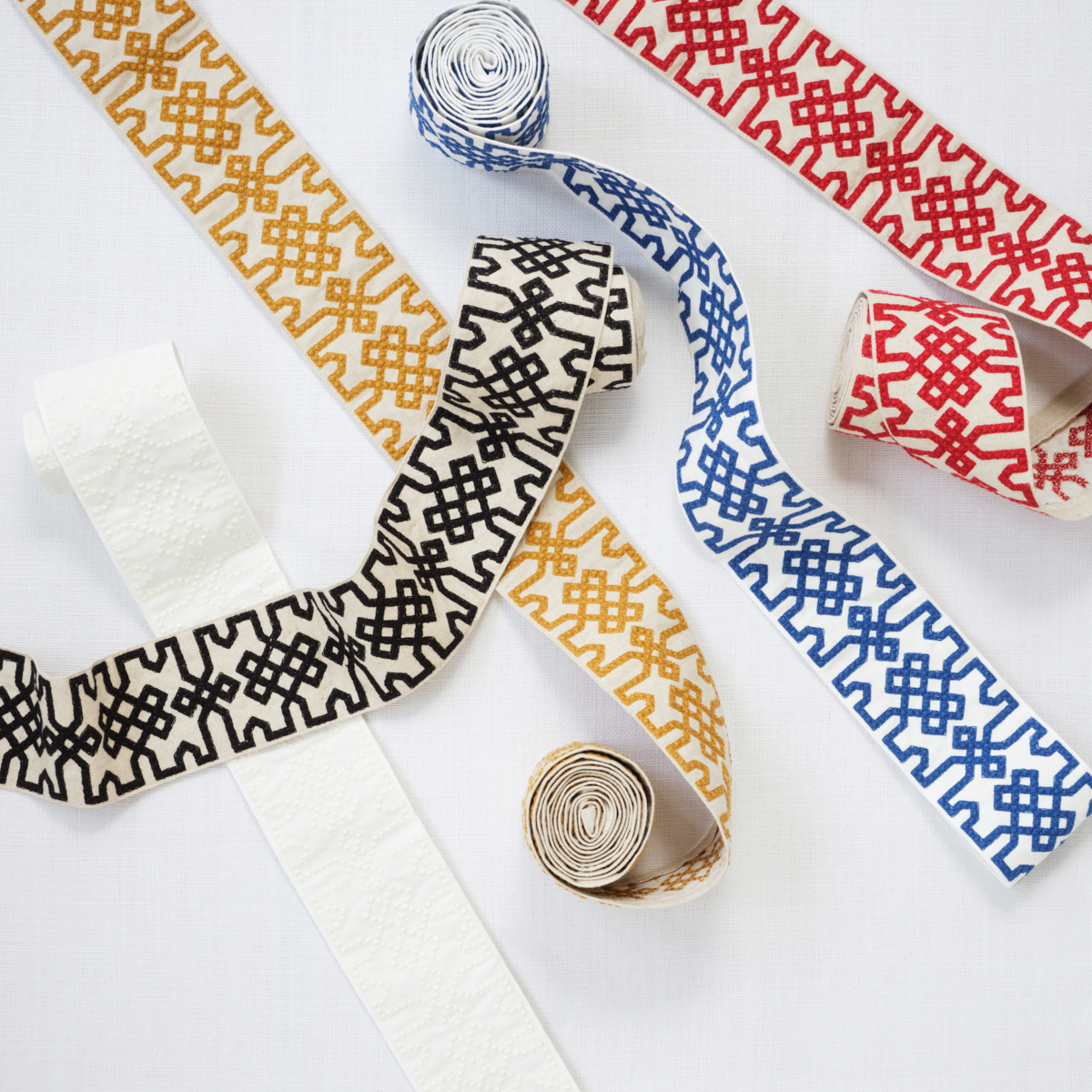 Knotted Trellis Tape - Blue On White Trims | Schumacher