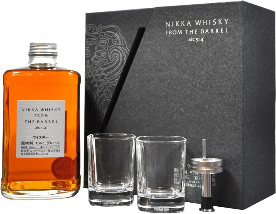 Whisky Nikka From The Barrel, gift set with 2 glasses & pourer